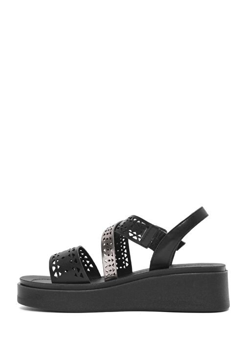 Derimod Derimod Kadın Siyah Bilekten Tokalı Kalın Tabanlı Sandalet 25SFE465818 Sandalet & Terlik | Boyner Siyah - 3. görsel