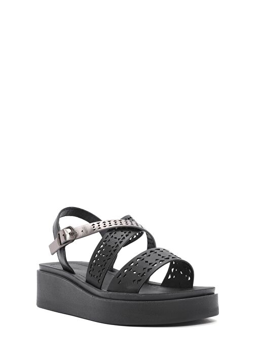 Derimod Derimod Kadın Siyah Bilekten Tokalı Kalın Tabanlı Sandalet 25SFE465818 Sandalet & Terlik | Boyner Siyah - 7. görsel
