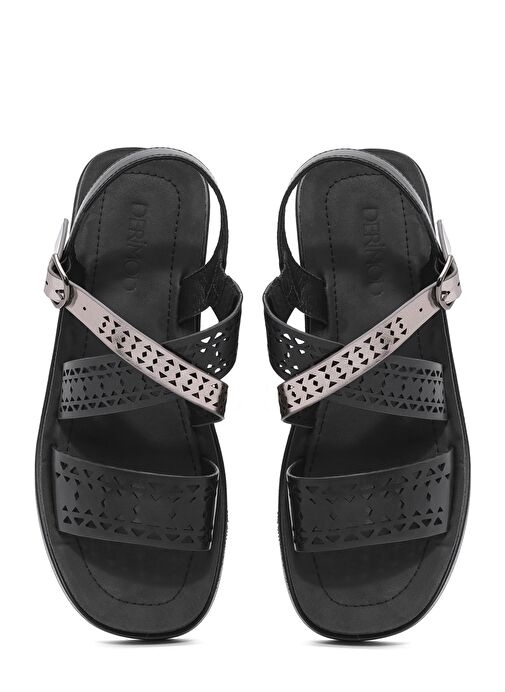 Derimod Derimod Kadın Siyah Bilekten Tokalı Kalın Tabanlı Sandalet 25SFE465818 Sandalet & Terlik | Boyner Siyah - 8. görsel