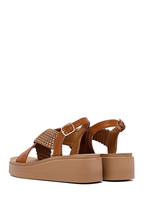 Kadın Taba Kalın Tabanlı Taşlı Sandalet 25SFE465514 - Görsel 6