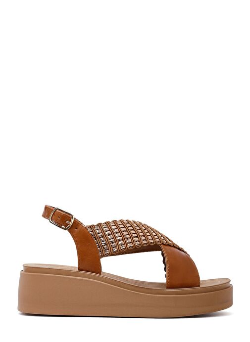 Kadın Taba Kalın Tabanlı Taşlı Sandalet 25SFE465514 - Görsel 2