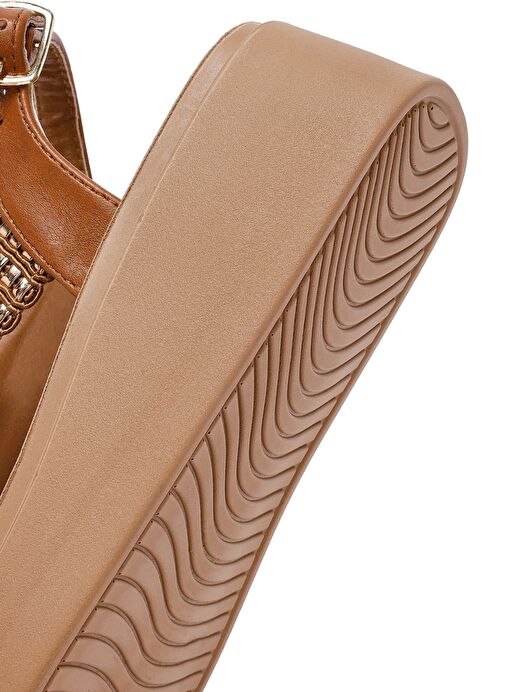 Kadın Taba Kalın Tabanlı Taşlı Sandalet 25SFE465514 - Görsel 9