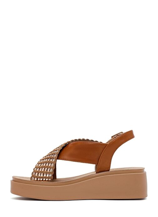 Kadın Taba Kalın Tabanlı Taşlı Sandalet 25SFE465514 - Görsel 3