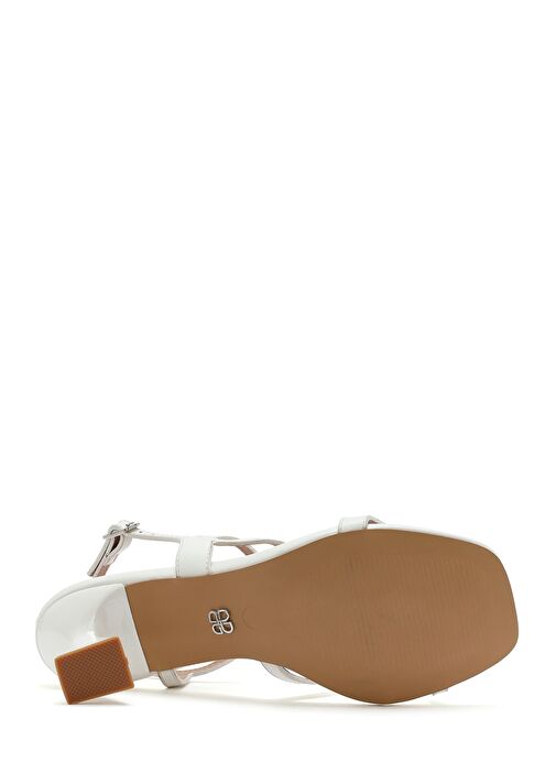 Kadın Beyaz Arkadan Bağlamalı İnce Topuklu Sandalet 25SFE466218 - Görsel 6