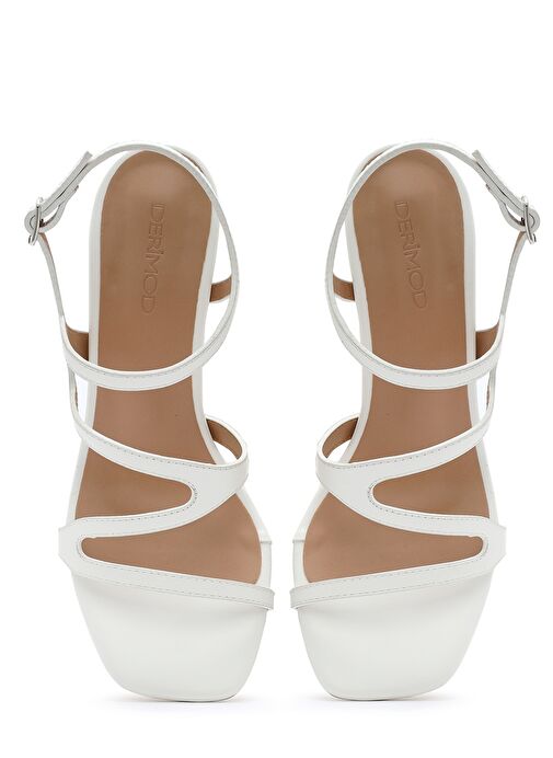 Kadın Beyaz Arkadan Bağlamalı İnce Topuklu Sandalet 25SFE466218 - Görsel 9