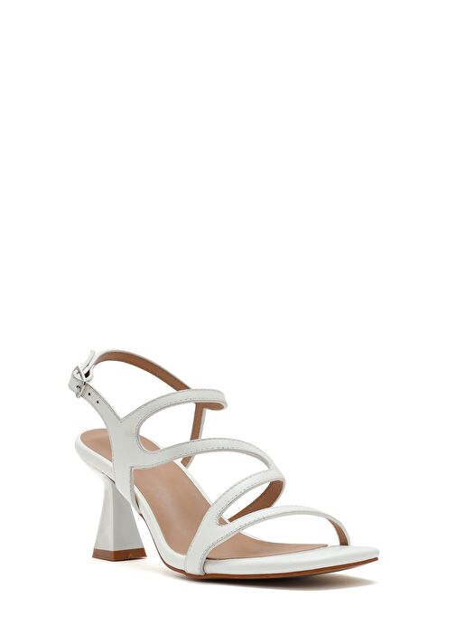 Kadın Beyaz Arkadan Bağlamalı İnce Topuklu Sandalet 25SFE466218 - Görsel 8