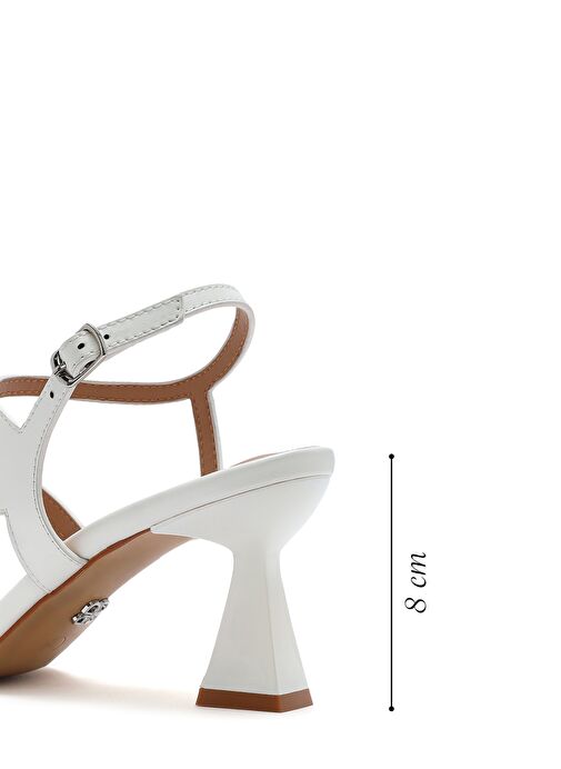 Kadın Beyaz Arkadan Bağlamalı İnce Topuklu Sandalet 25SFE466218 - Görsel 3