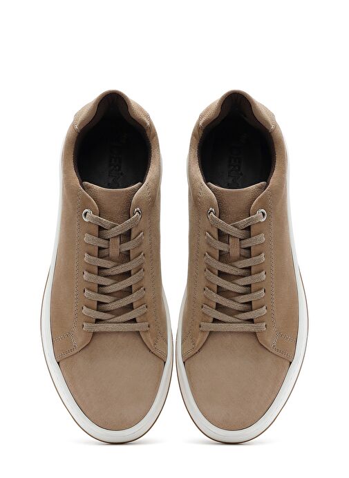 Erkek Bej Bağcıklı Nubuk Deri Sneaker 25SFD6601V3 - Görsel 8