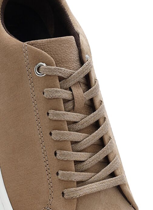 Erkek Bej Bağcıklı Nubuk Deri Sneaker 25SFD6601V3 - Görsel 9