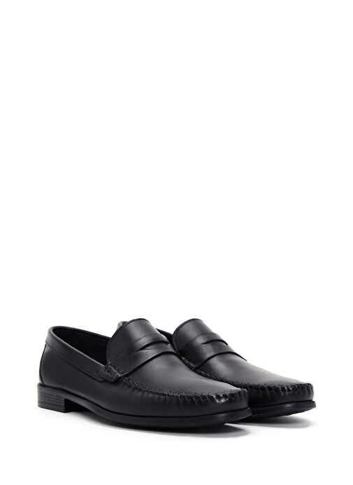 Erkek Siyah Deri Casual Loafer 25SFD754118 - Görsel 4