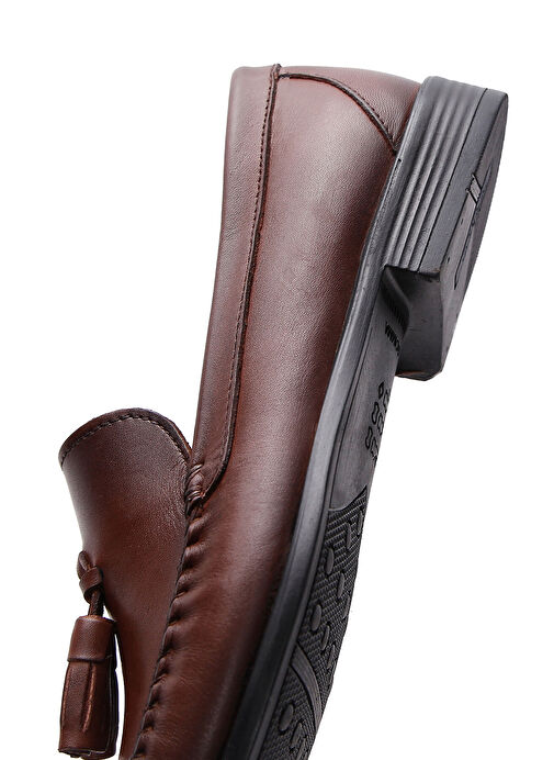 Erkek Kahverengi Püsküllü Deri Casual Loafer 25SFD754218 - Görsel 8