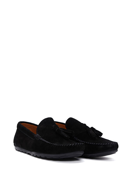 Erkek Siyah Püsküllü Süet Deri Casual Loafer 25SFD754610 - Görsel 4