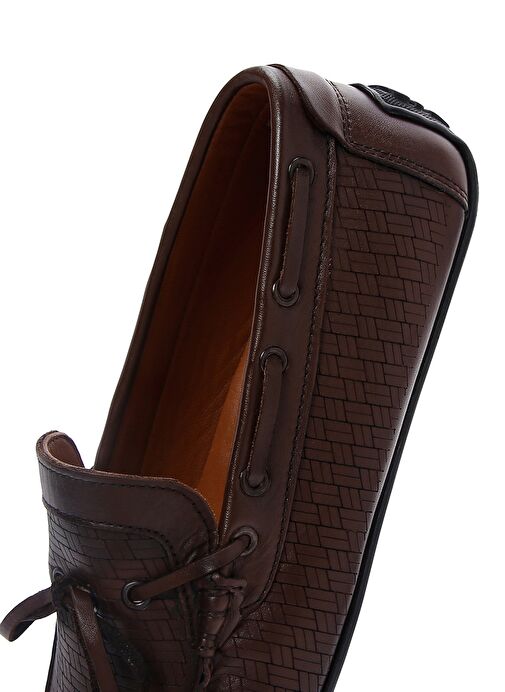 Erkek Kahverengi Deri Casual Loafer 25SFD754726 - Görsel 8