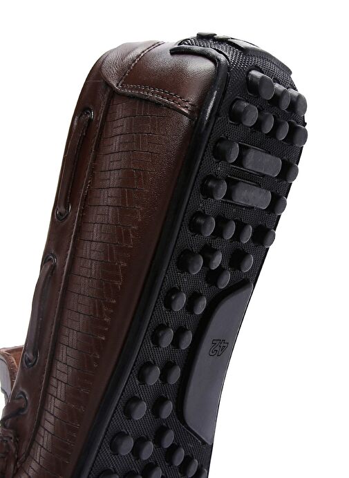 Erkek Kahverengi Deri Casual Loafer 25SFD754726 - Görsel 9