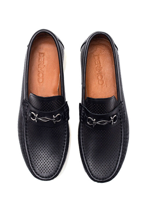 Erkek Siyah Deri Casual Loafer 25SFD7549DI - Görsel 4