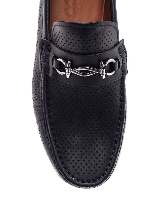 Erkek Siyah Deri Casual Loafer 25SFD7549DI - Görsel 8