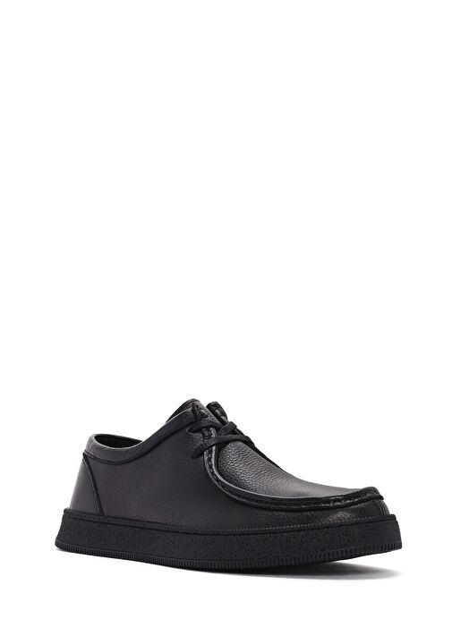 Erkek Siyah Bağcıklı Deri Casual Ayakkabı 25SFD7550FT - Görsel 7