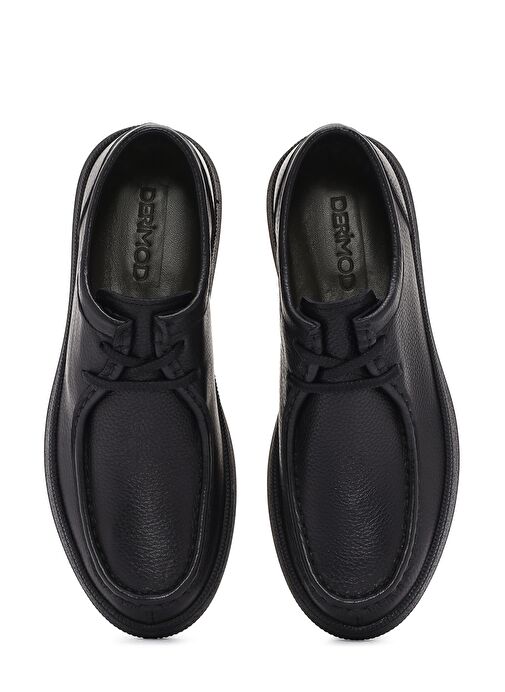 Erkek Siyah Bağcıklı Deri Casual Ayakkabı 25SFD7550FT - Görsel 8