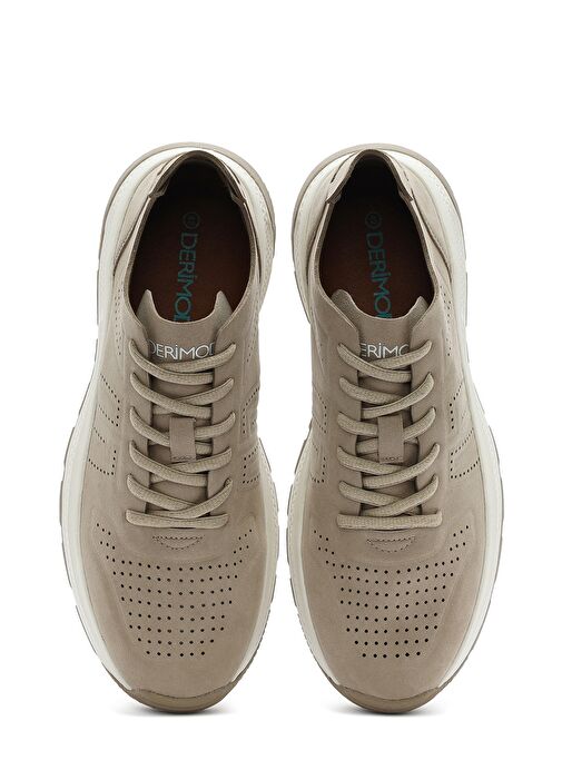 Erkek Bej Bağcıklı Nubuk Deri Sneaker 25SFD7600V3 - Görsel 8