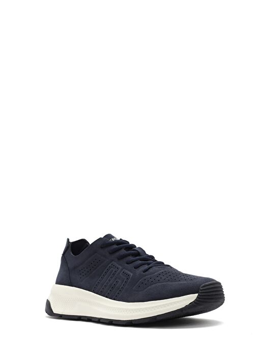 Erkek Lacivert Bağcıklı Nubuk Deri Sneaker 25SFD7600V3 - Görsel 7