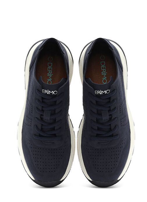 Erkek Lacivert Bağcıklı Nubuk Deri Sneaker 25SFD7600V3 - Görsel 8