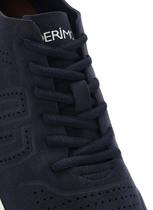 Erkek Lacivert Bağcıklı Nubuk Deri Sneaker 25SFD7600V3 - Görsel 9