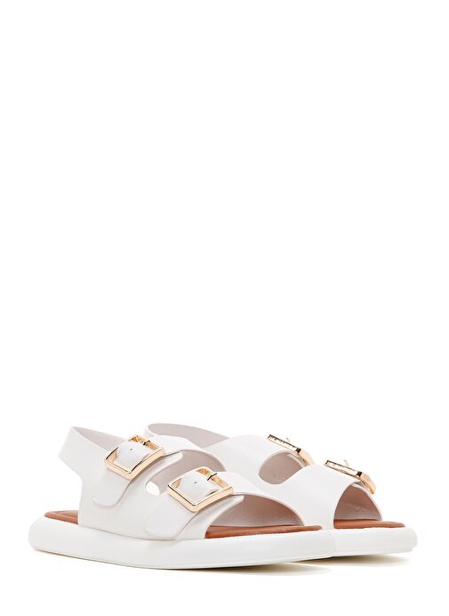 Kadın Beyaz Çift Tokalı Sandalet 25SFE480518 - Görsel 4