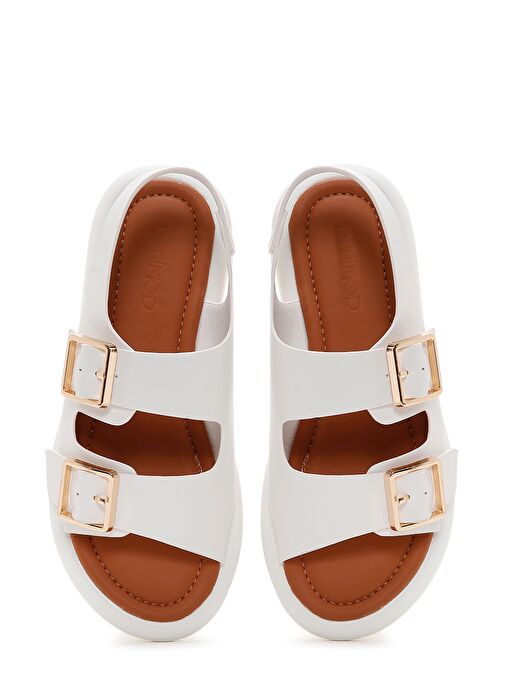 Kadın Beyaz Çift Tokalı Sandalet 25SFE480518 - Görsel 8