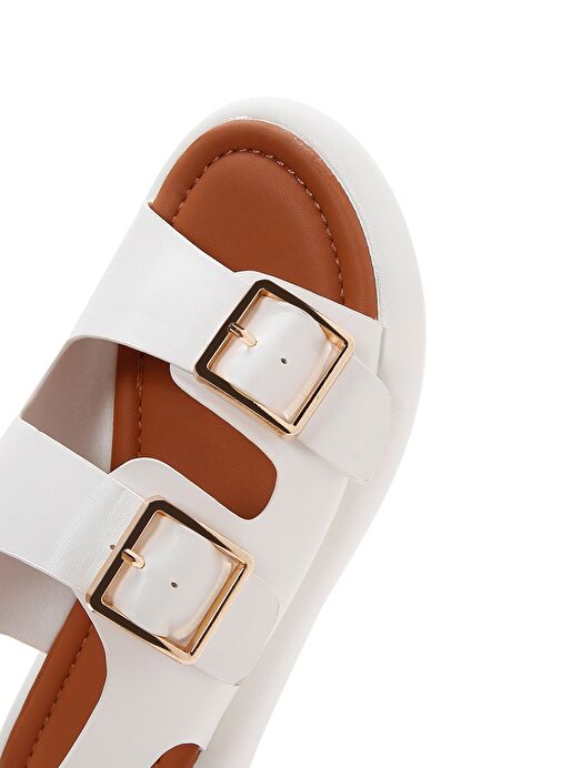 Kadın Beyaz Çift Tokalı Sandalet 25SFE480518 - Görsel 9