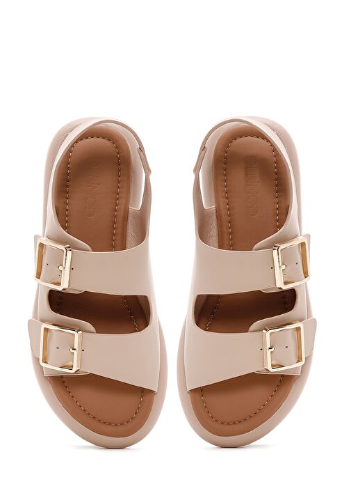 Kadın Bej Çift Tokalı Sandalet 25SFE480518 - Görsel 7