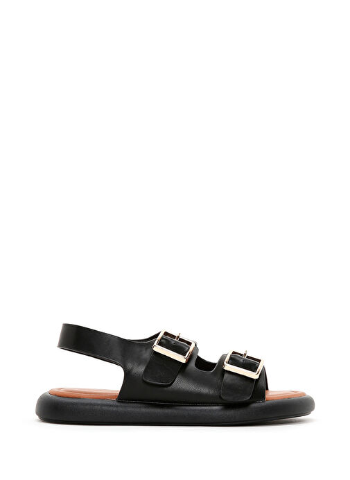 Kadın Siyah Çift Tokalı Sandalet 25SFE480518 - Görsel 2