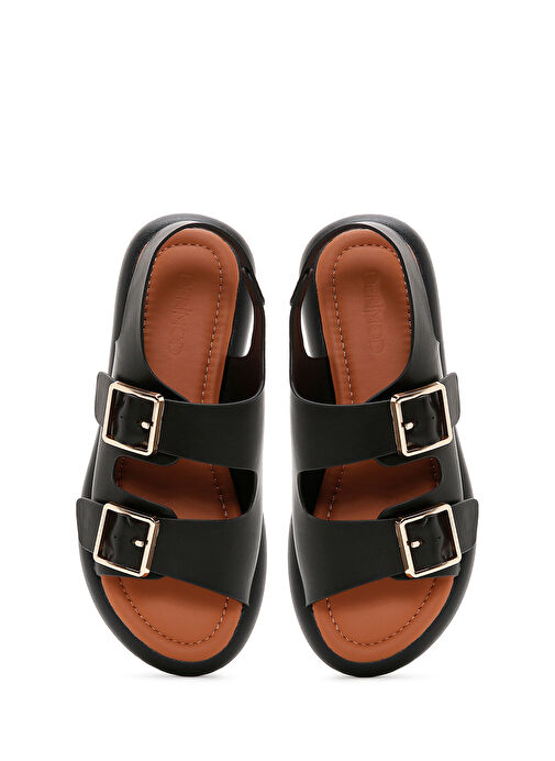Kadın Siyah Çift Tokalı Sandalet 25SFE480518 - Görsel 7