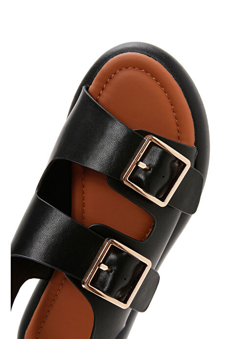 Kadın Siyah Çift Tokalı Sandalet 25SFE480518 - Görsel 8