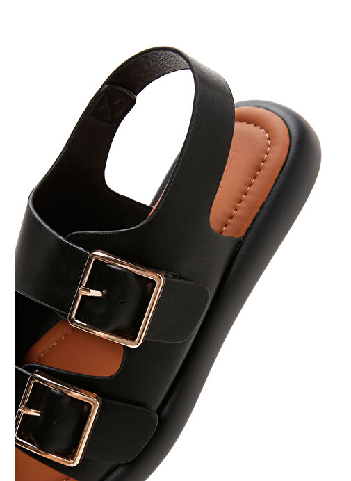 Kadın Siyah Çift Tokalı Sandalet 25SFE480518 - Görsel 9