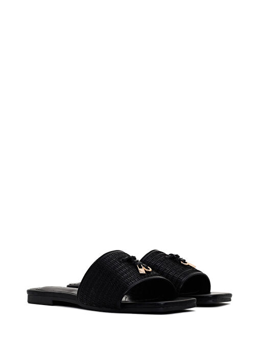 Derimod Derimod Kadın Siyah Desenli Terlik 25SFE480014 Sandalet & Terlik | Boyner Siyah - 4. görsel