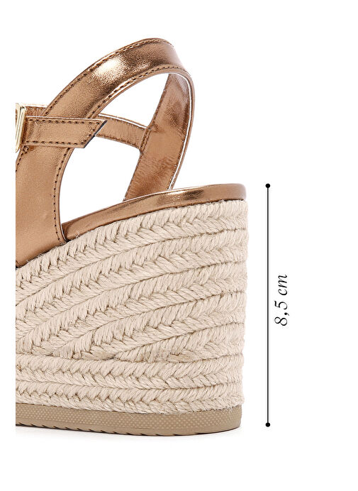 Kadın Bronz Bilekten Bantlı Metalik Dolgu Topuklu Espadril 25SFE480632 - Görsel 3