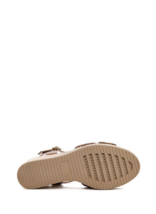 Kadın Bronz Bilekten Bantlı Metalik Dolgu Topuklu Espadril 25SFE480632 - Görsel 6