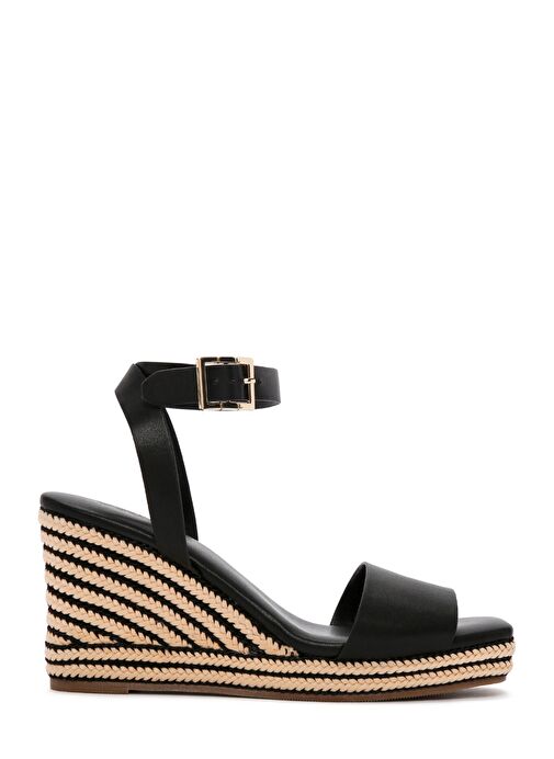 Kadın Siyah Bilekten Bantlı Dolgu Topuklu Espadril 25SFE480718 - Görsel 2