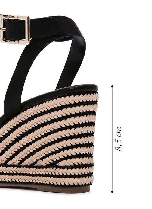 Kadın Siyah Bilekten Bantlı Dolgu Topuklu Espadril 25SFE480718 - Görsel 3