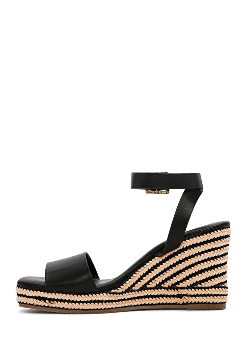 Kadın Siyah Bilekten Bantlı Dolgu Topuklu Espadril 25SFE480718 - Görsel 5