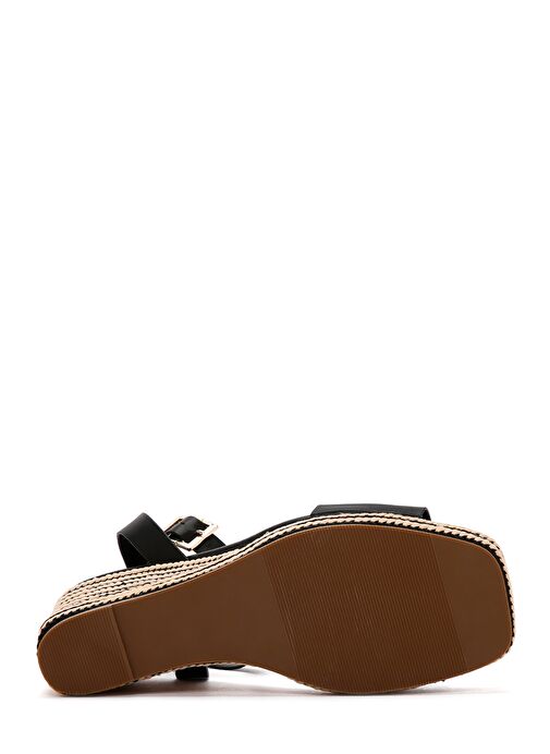 Kadın Siyah Bilekten Bantlı Dolgu Topuklu Espadril 25SFE480718 - Görsel 6