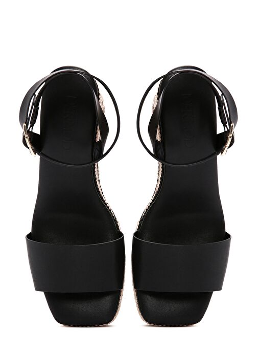 Kadın Siyah Bilekten Bantlı Dolgu Topuklu Espadril 25SFE480718 - Görsel 9