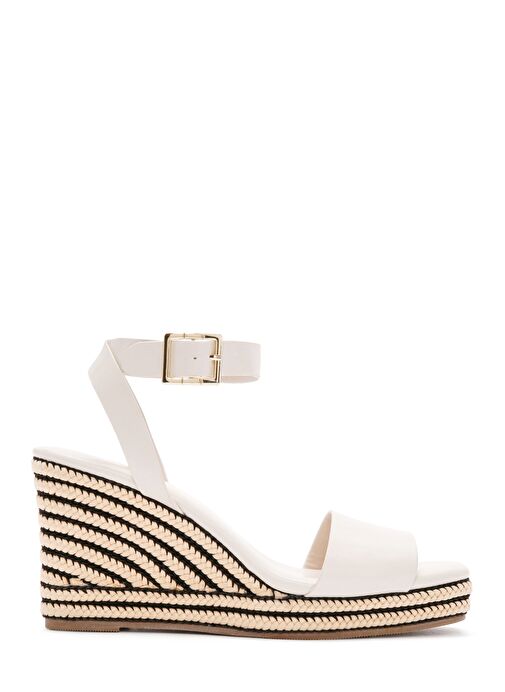 Kadın Krem Bilekten Bantlı Dolgu Topuklu Espadril 25SFE480718 - Görsel 2