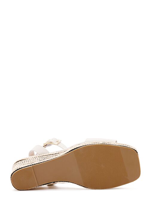 Kadın Krem Bilekten Bantlı Dolgu Topuklu Espadril 25SFE480718 - Görsel 6