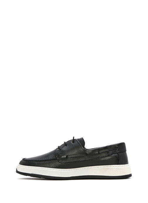 Erkek Siyah Bağcıklı Deri Casual Ayakkabı 25SFD680118 - Görsel 3