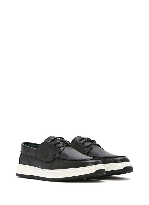 Erkek Siyah Bağcıklı Deri Casual Ayakkabı 25SFD680118 - Görsel 4