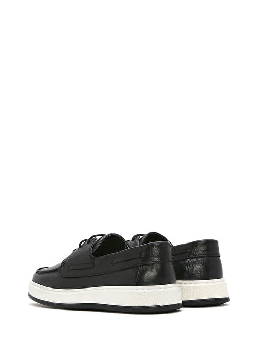 Erkek Siyah Bağcıklı Deri Casual Ayakkabı 25SFD680118 - Görsel 6