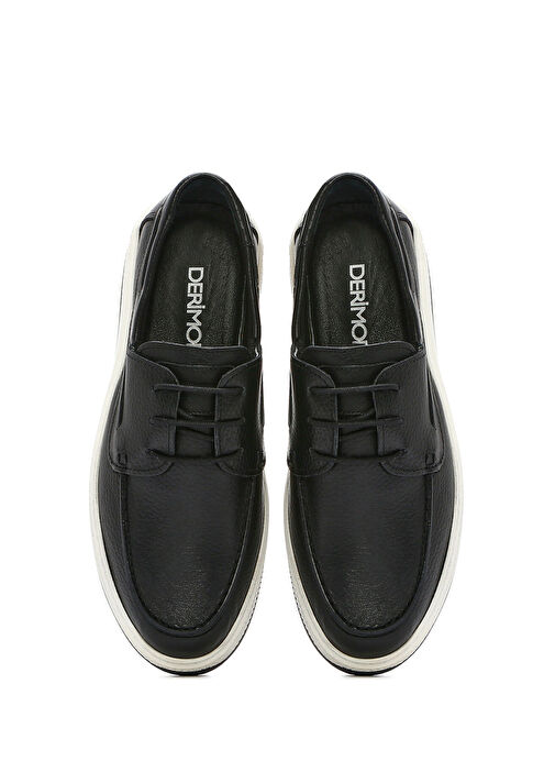 Erkek Siyah Bağcıklı Deri Casual Ayakkabı 25SFD680118 - Görsel 8