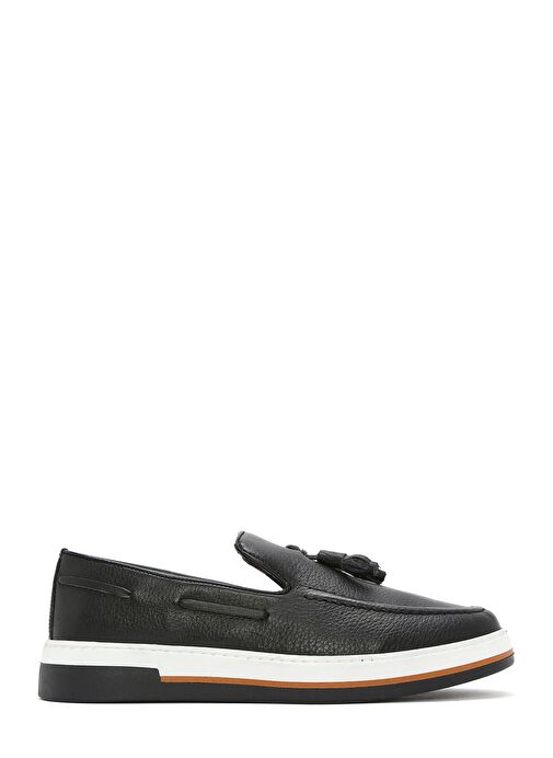 Erkek Siyah Püsküllü Deri Casual Loafer 25SFD680418 - Görsel 2