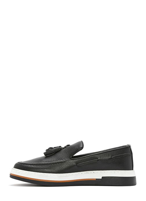 Erkek Siyah Püsküllü Deri Casual Loafer 25SFD680418 - Görsel 3